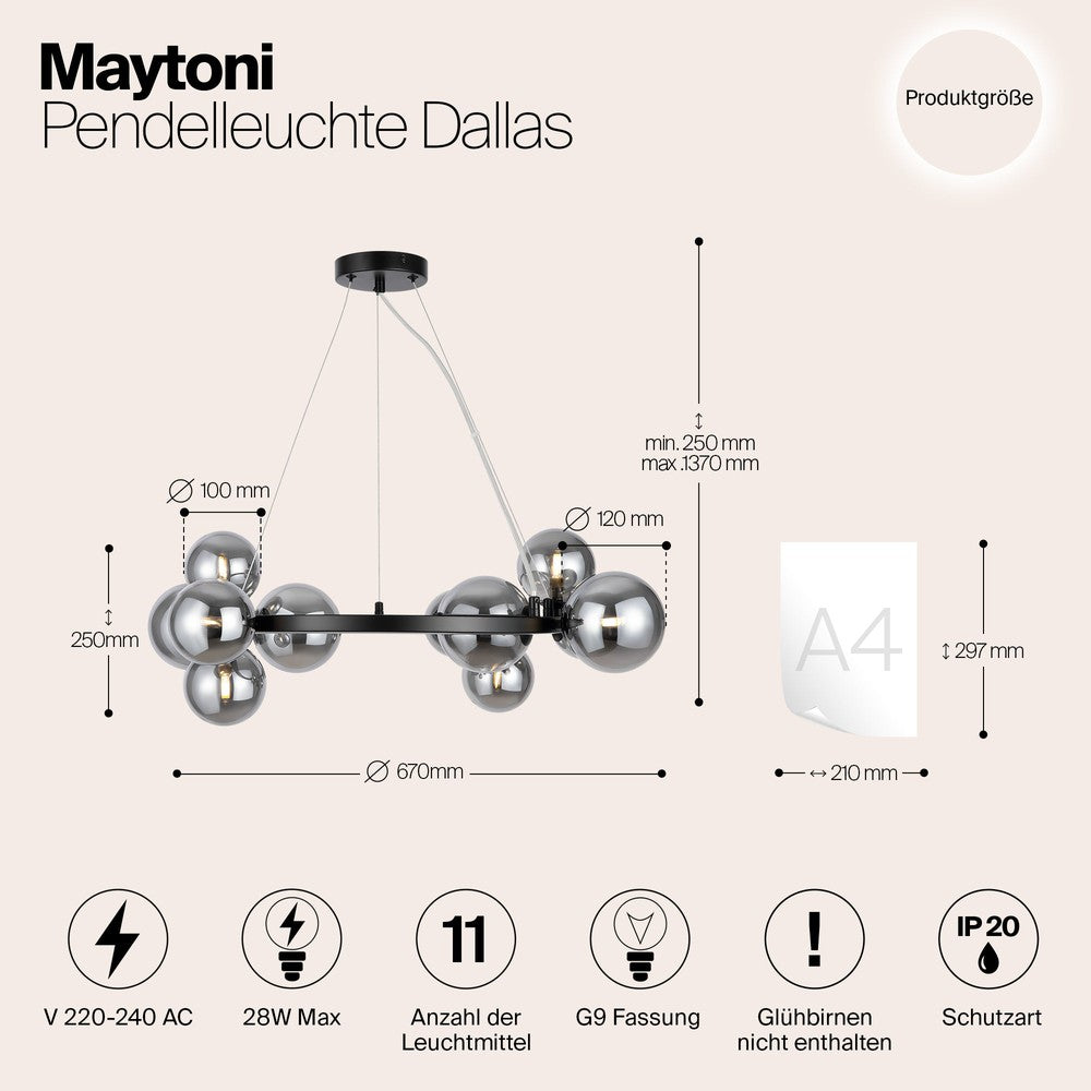 Dallas Circular Pendant Lights With Smoky Shades-Maytoni-South Charlotte Fine Lighting