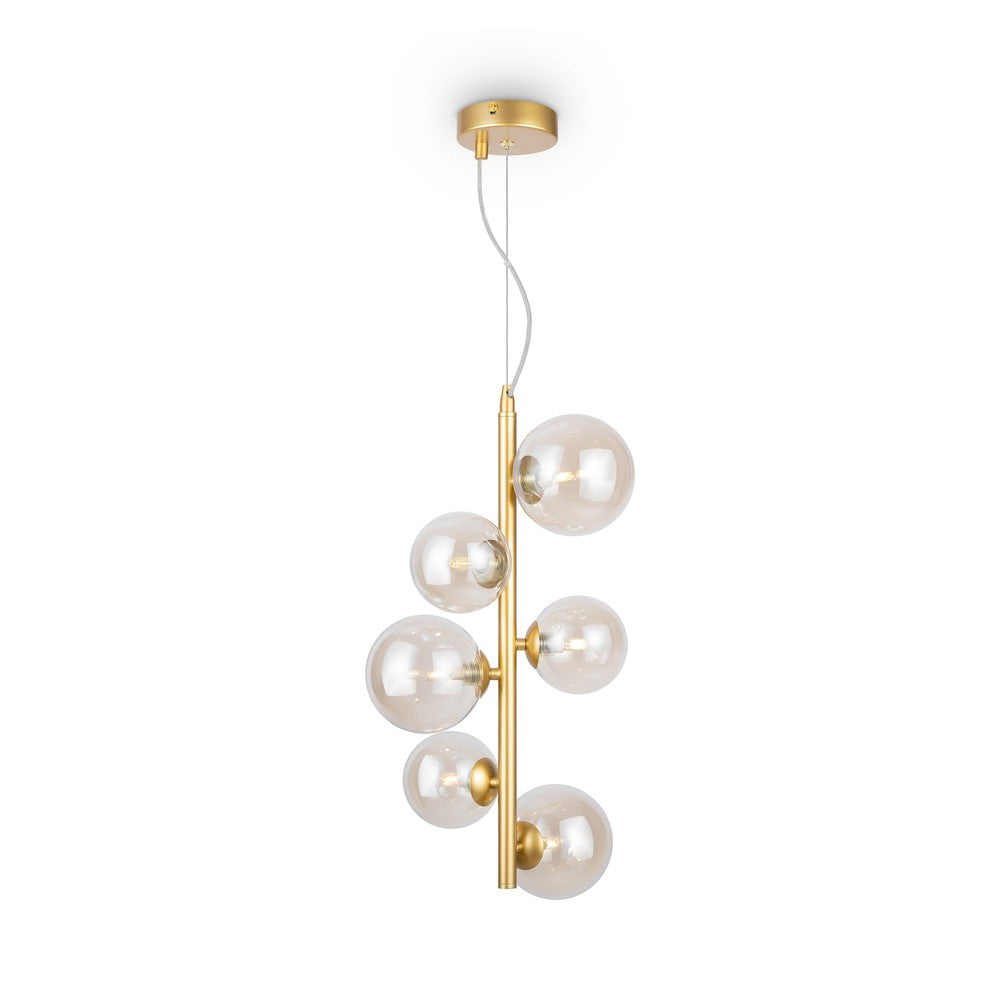 Dallas Vertical Pendant Lamp With Gold Styling - Amber Shade-Maytoni-South Charlotte Fine Lighting