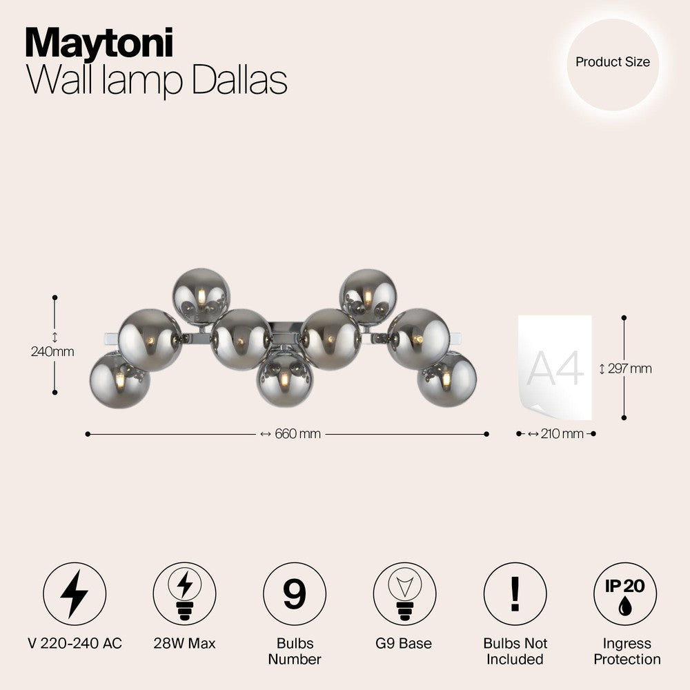 Dallas Wall Lamp With Chrome Styling - Long-Maytoni-South Charlotte Fine Lighting