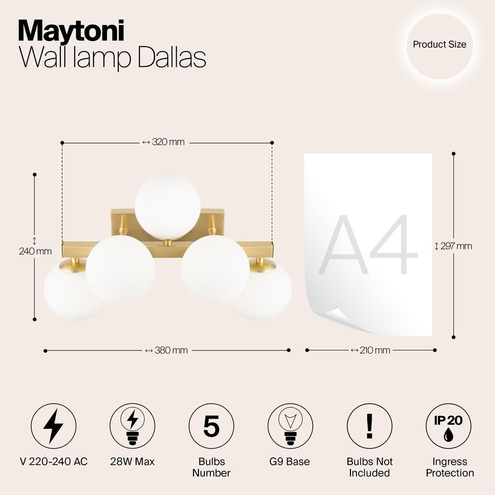 Dallas Wall Lamp With Gold Styling - Five Way-Maytoni-South Charlotte Fine Lighting