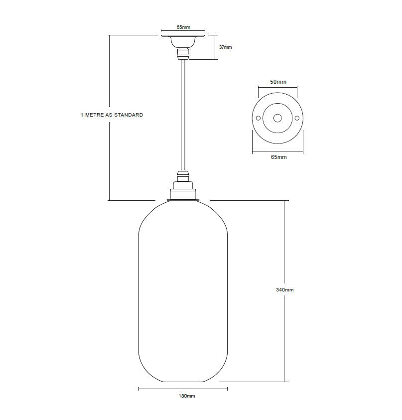 Diagram of Charlton Glass Pendant in size Medium, which is sold by South Charlotte Fine Lighting
