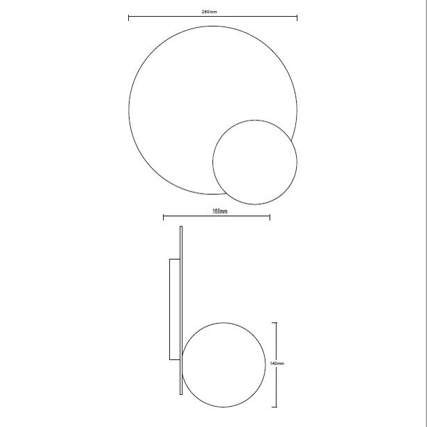 Measurement diagram for Pimlico Sealed Dot Off-Centre Wall Light