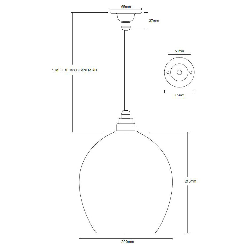 Diagram of Wimbledon style designer glass pendant light made by Leverint and sold by South Charlotte Fine Lighting