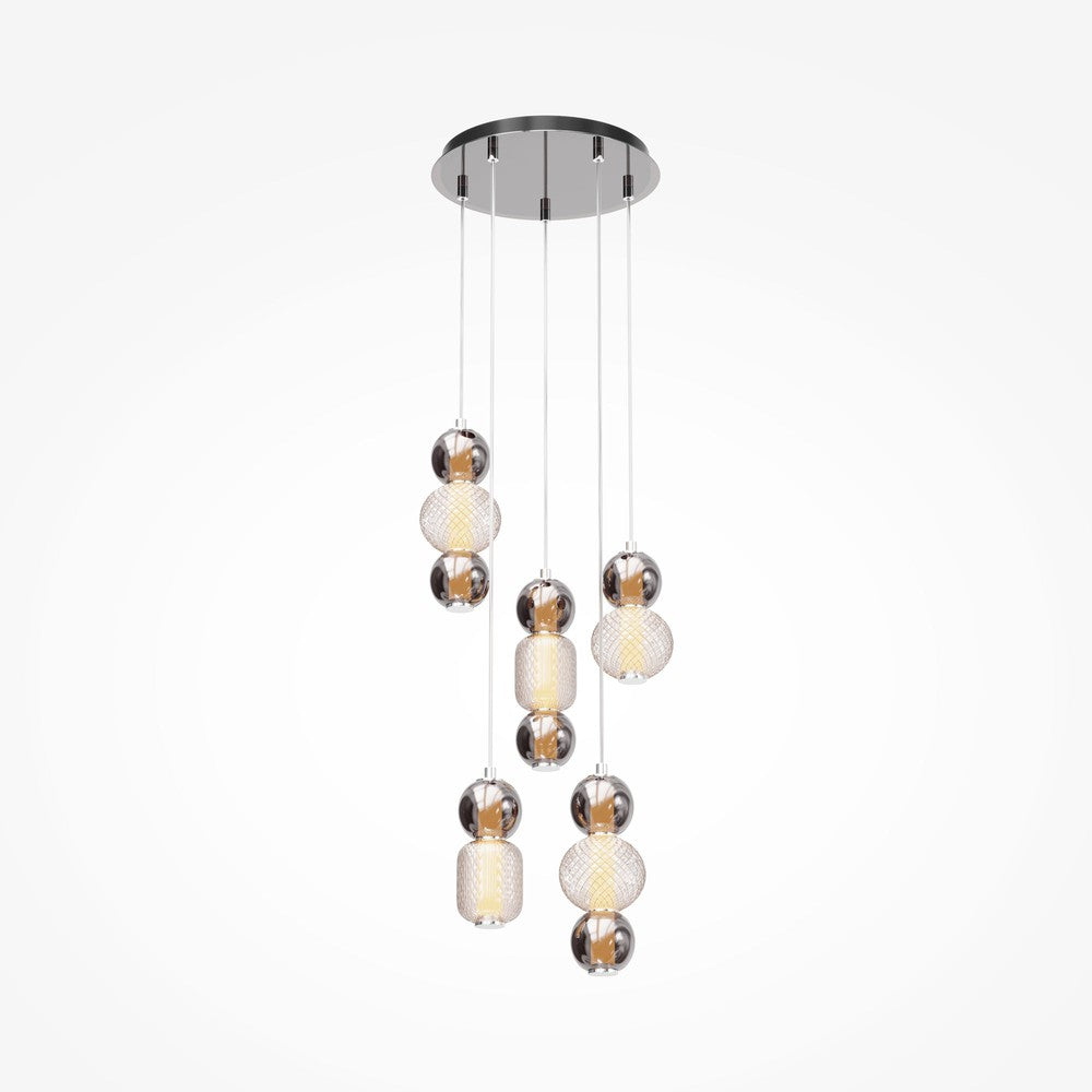 Drop Pendant Lamp With Chrome Styling - Five Lights-Maytoni-South Charlotte Fine Lighting