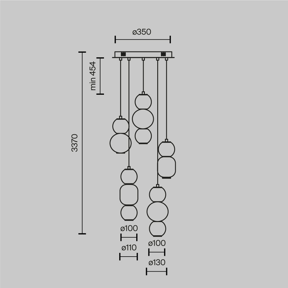 Drop Pendant Lamp With Chrome Styling - Five Lights-Maytoni-South Charlotte Fine Lighting