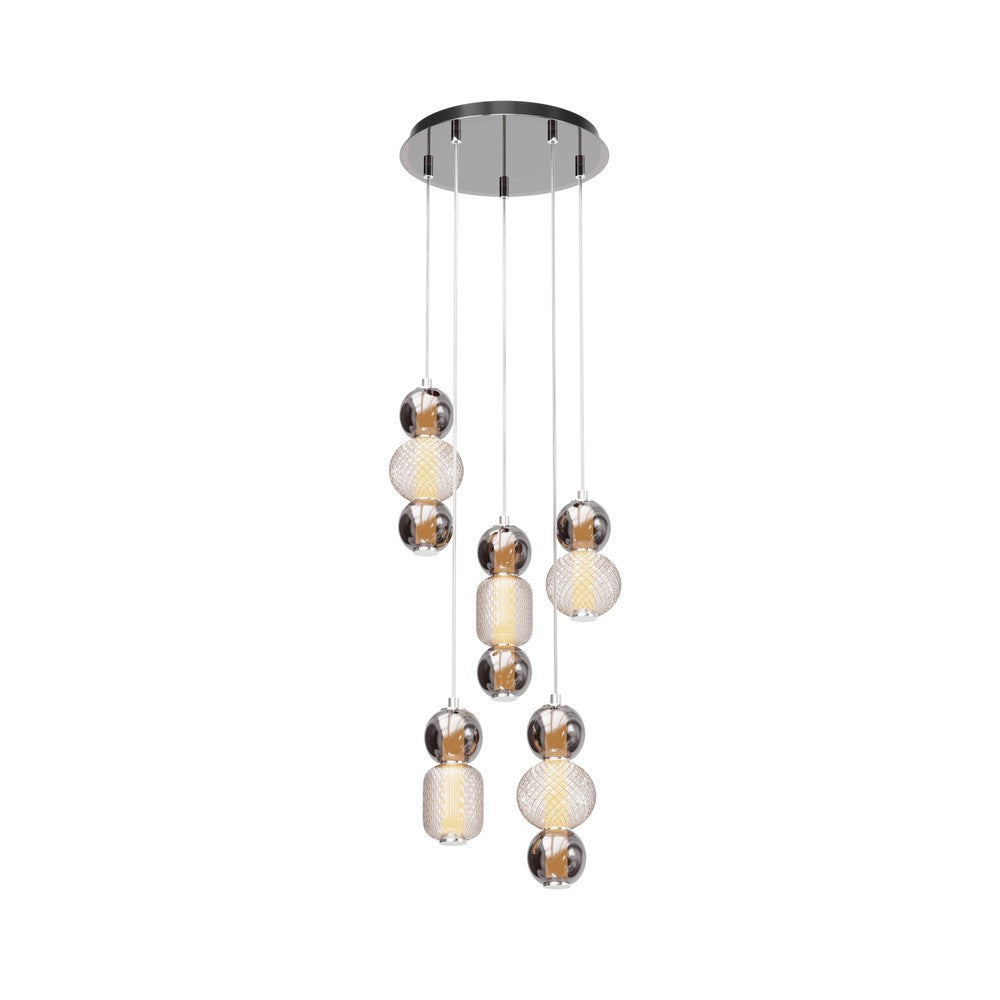 Drop Pendant Lamp With Chrome Styling - Five Lights-Maytoni-South Charlotte Fine Lighting