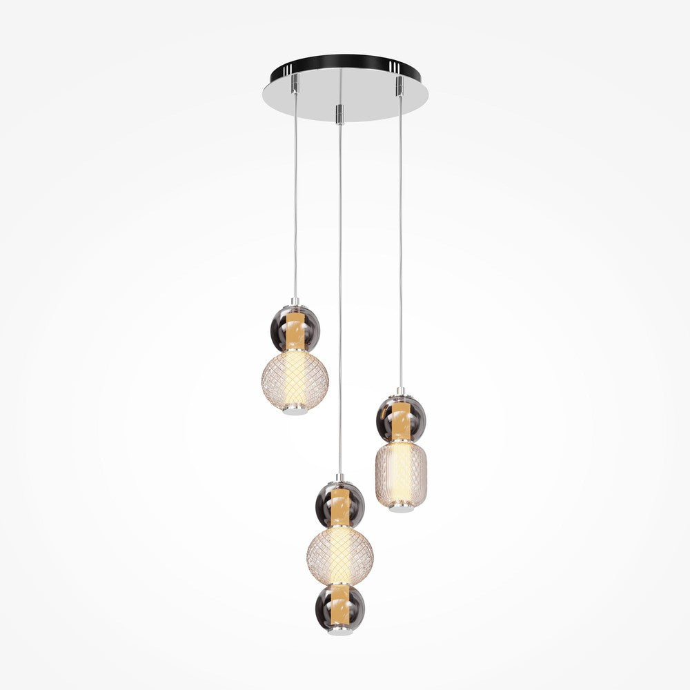 Drop Pendant Lamp With Chrome Styling - Three Lights-Maytoni-South Charlotte Fine Lighting