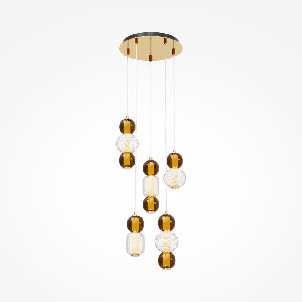 Drop Pendant Lamp With Gold Styling - Five Lights-Maytoni-South Charlotte Fine Lighting