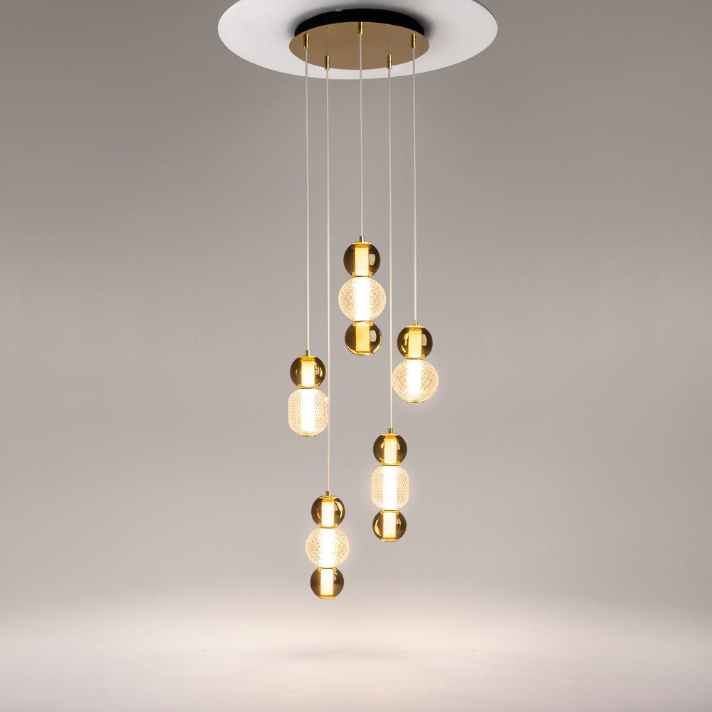 Drop Pendant Lamp With Gold Styling - Five Lights-Maytoni-South Charlotte Fine Lighting