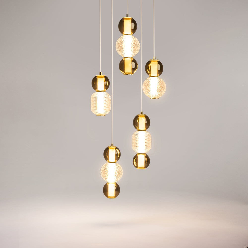 Drop Pendant Lamp With Gold Styling - Five Lights-Maytoni-South Charlotte Fine Lighting