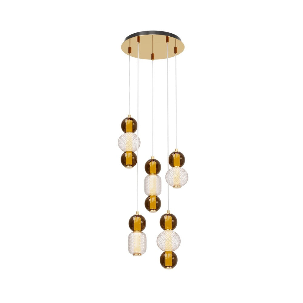 Drop Pendant Lamp With Gold Styling - Five Lights-Maytoni-South Charlotte Fine Lighting