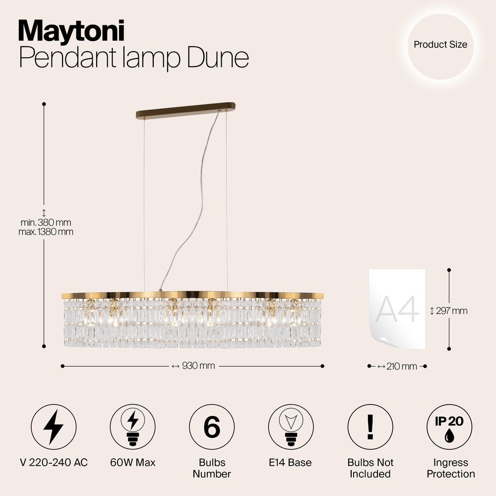 Dune Linear Chandelier With Gold Styling-Maytoni-South Charlotte Fine Lighting