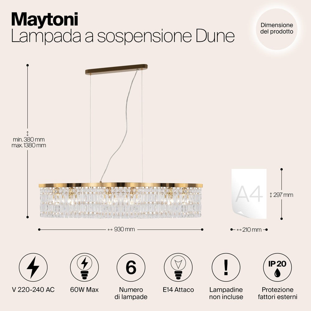 Dune Linear Chandelier With Gold Styling-Maytoni-South Charlotte Fine Lighting