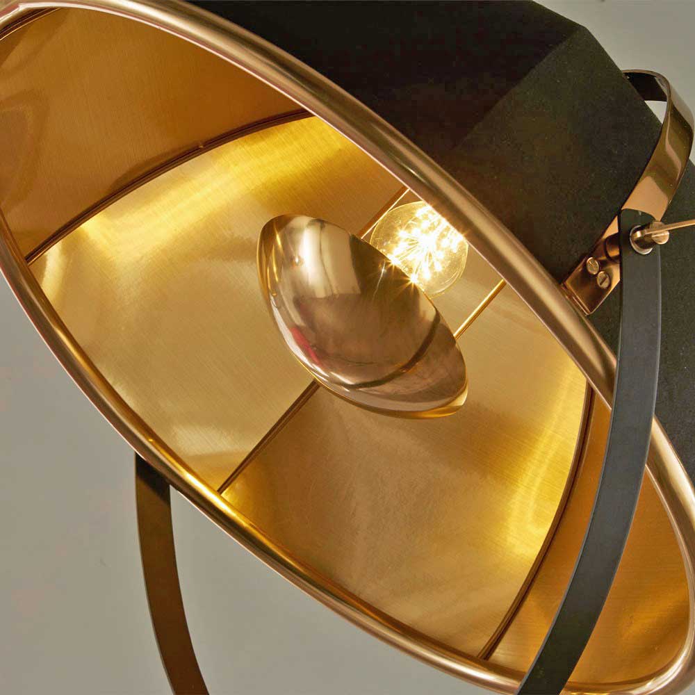 ELSTREE BLACK AND GOLD METAL TRIPOD FLOOR LAMP