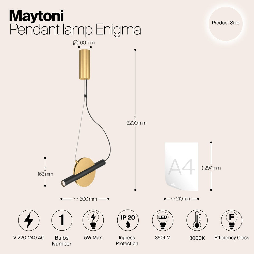 Enigma Pendant Lamp With Brass Styling-Maytoni-South Charlotte Fine Lighting