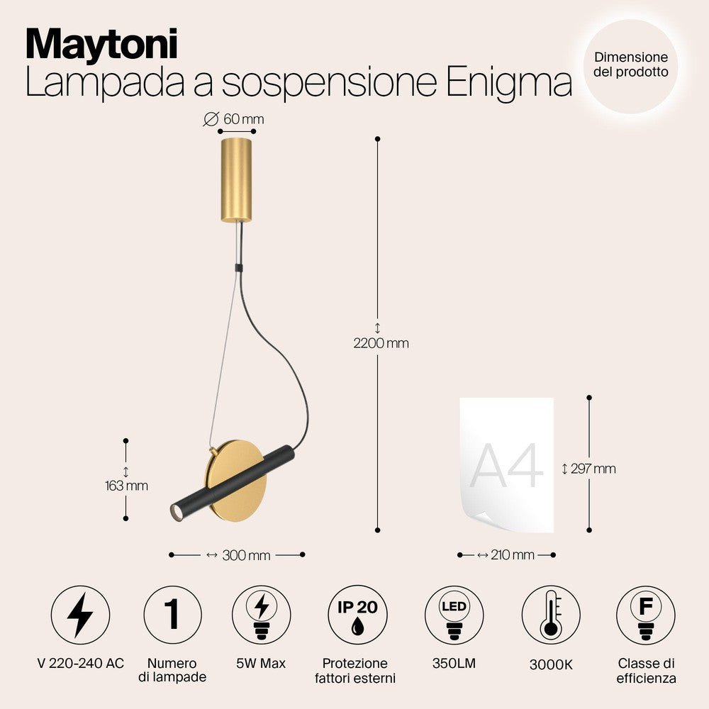 Enigma Pendant Lamp With Brass Styling-Maytoni-South Charlotte Fine Lighting