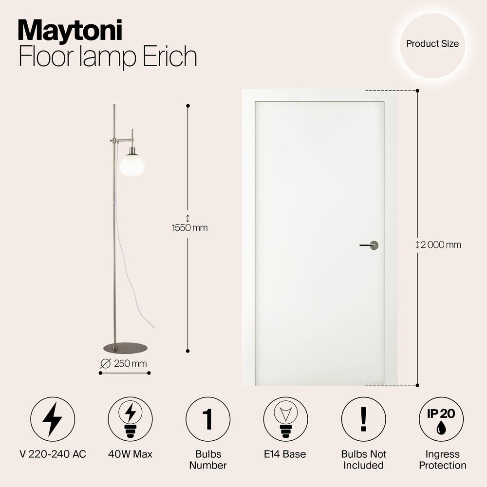 Erich Floor Lamp With Nickel Styling-Maytoni-South Charlotte Fine Lighting