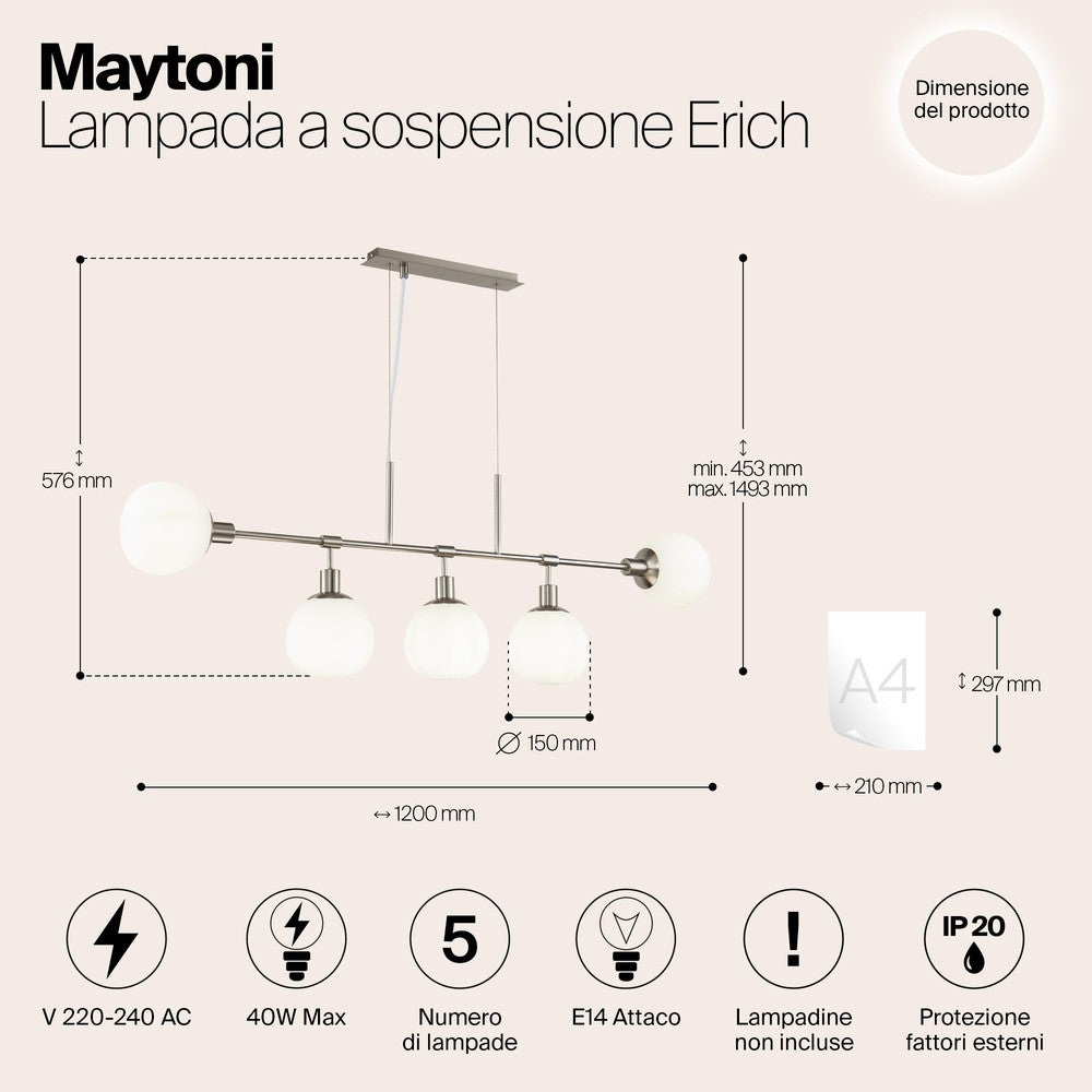 Erich Linear Pendant Lamp With Nickel Styling-Maytoni-South Charlotte Fine Lighting