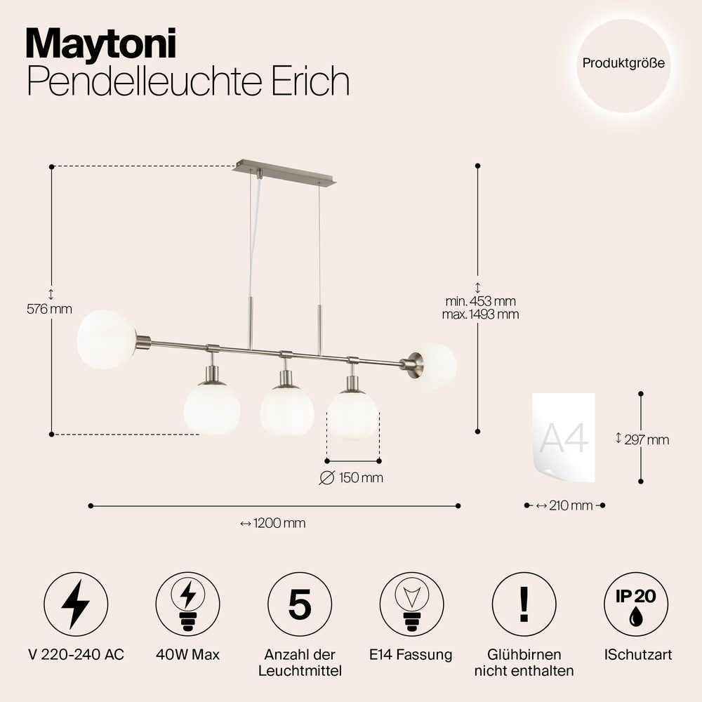 Erich Linear Pendant Lamp With Nickel Styling-Maytoni-South Charlotte Fine Lighting