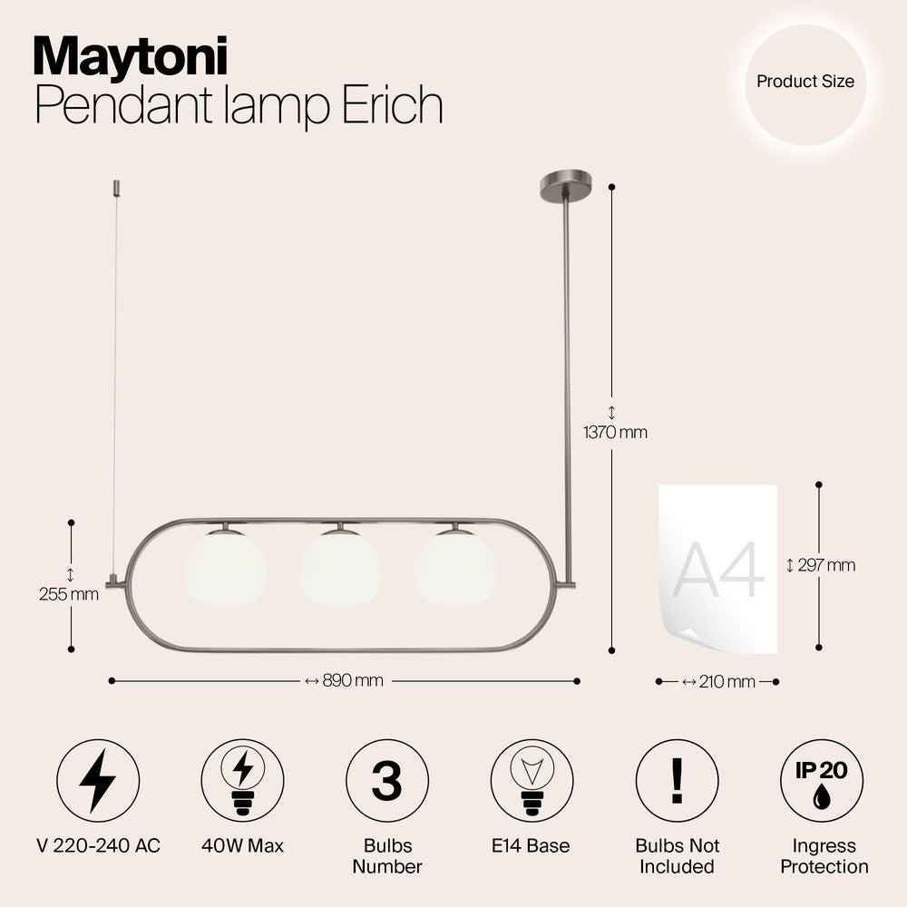 Erich Lozenge Pendant Lamp With Nickel Styling-Maytoni-South Charlotte Fine Lighting