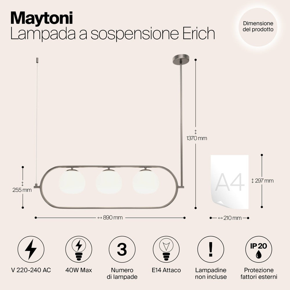 Erich Lozenge Pendant Lamp With Nickel Styling-Maytoni-South Charlotte Fine Lighting