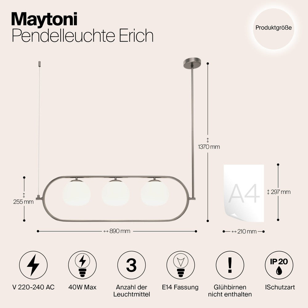 Erich Lozenge Pendant Lamp With Nickel Styling-Maytoni-South Charlotte Fine Lighting