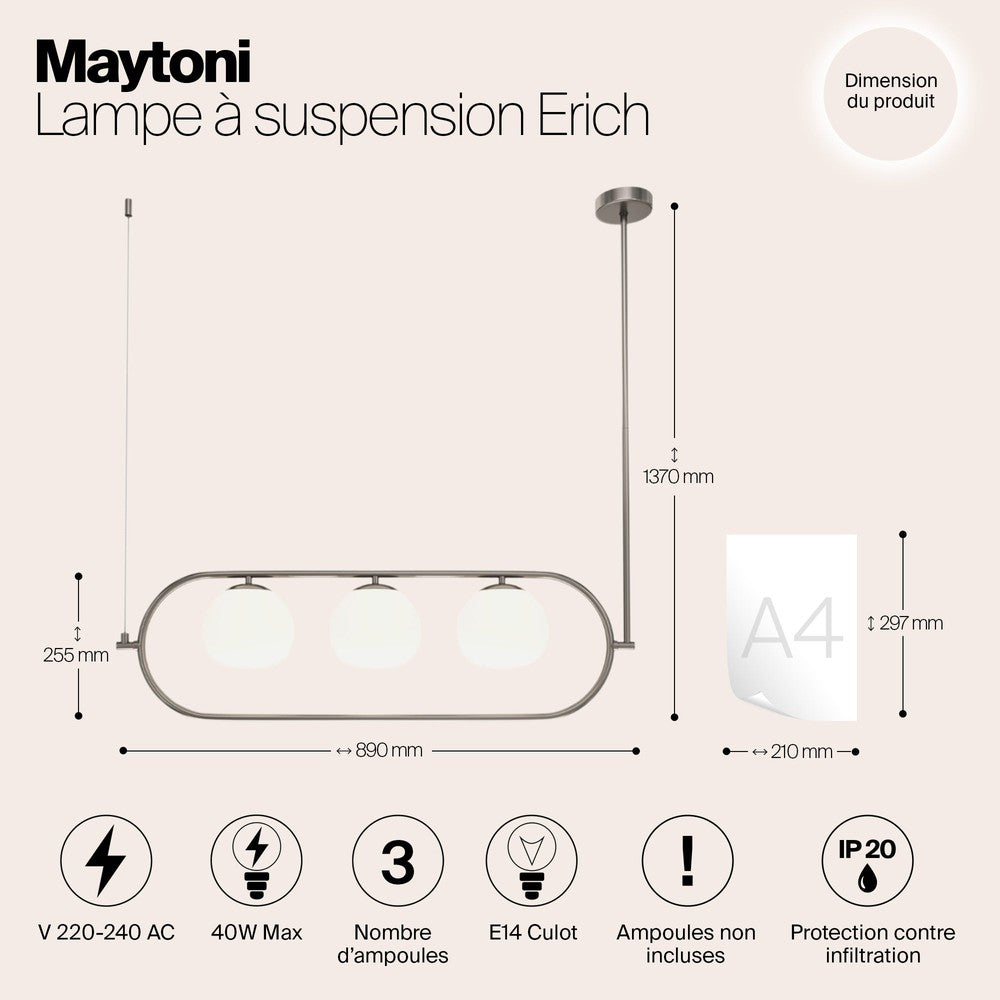 Erich Lozenge Pendant Lamp With Nickel Styling-Maytoni-South Charlotte Fine Lighting