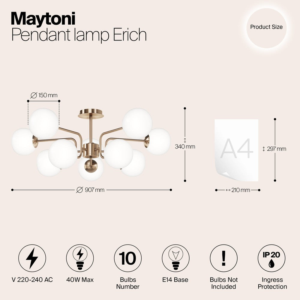 Erich Pendant Lamp Cluster With Brass Styling-Maytoni-South Charlotte Fine Lighting