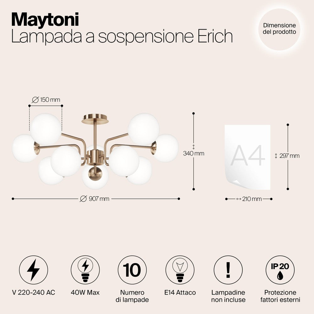 Erich Pendant Lamp Cluster With Brass Styling-Maytoni-South Charlotte Fine Lighting