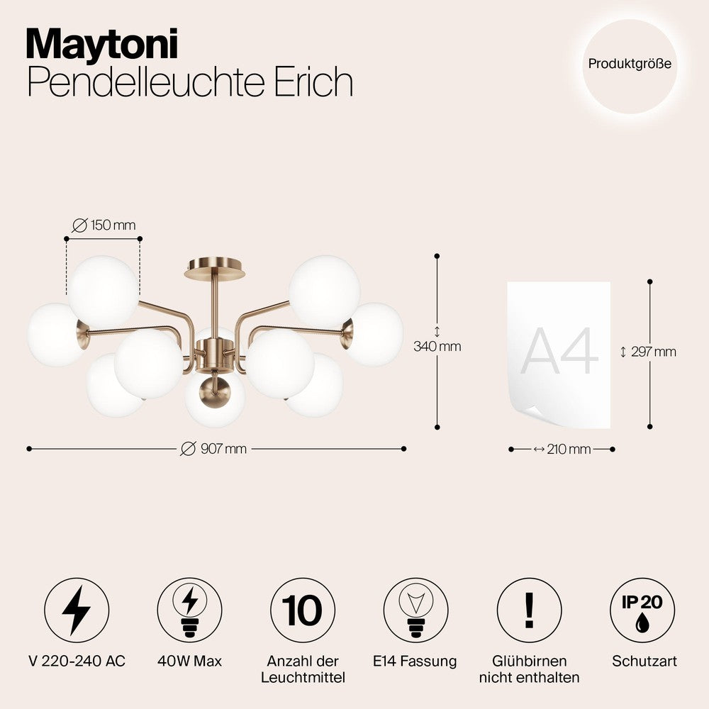 Erich Pendant Lamp Cluster With Brass Styling-Maytoni-South Charlotte Fine Lighting