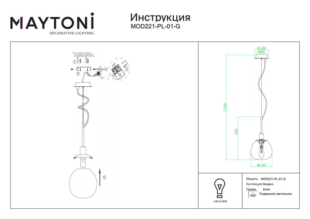 Erich Pendant Lamp With Brass Styling-Maytoni-South Charlotte Fine Lighting