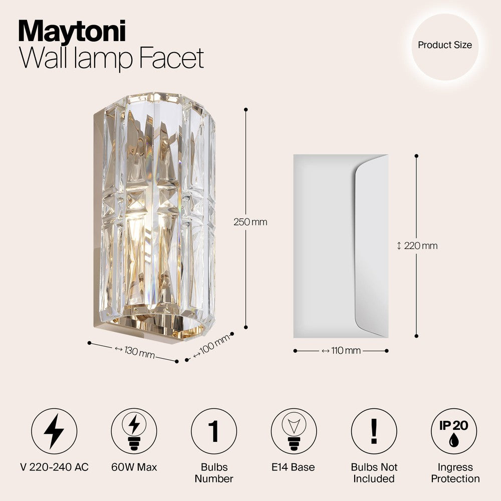 Facet Wall Lamp With Gold Styling-Maytoni-South Charlotte Fine Lighting