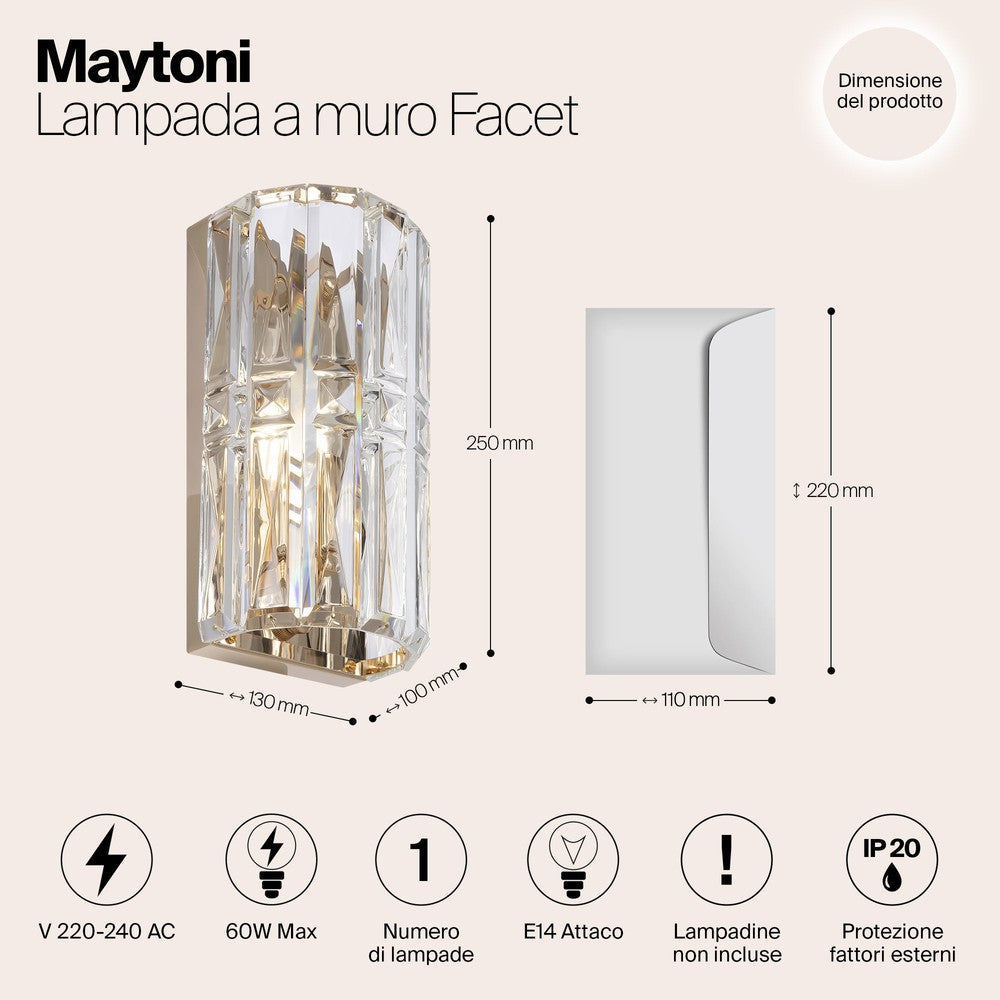 Facet Wall Lamp With Gold Styling-Maytoni-South Charlotte Fine Lighting