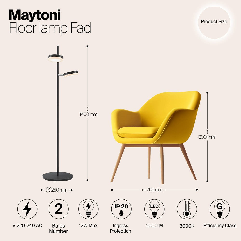 Fad Floor Lamp In Black-Maytoni-South Charlotte Fine Lighting