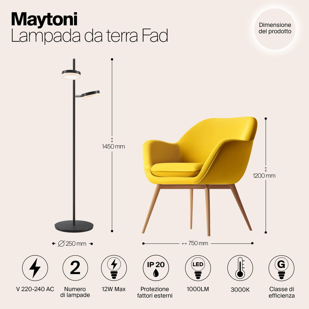 Fad Floor Lamp In Black-Maytoni-South Charlotte Fine Lighting