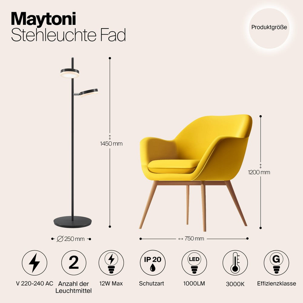 Fad Floor Lamp In Black-Maytoni-South Charlotte Fine Lighting