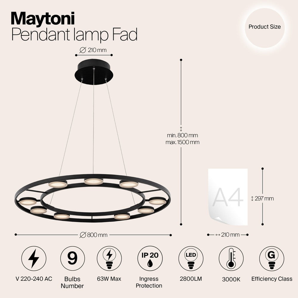 Fad Pendant Lamp In Black - Ring-Maytoni-South Charlotte Fine Lighting