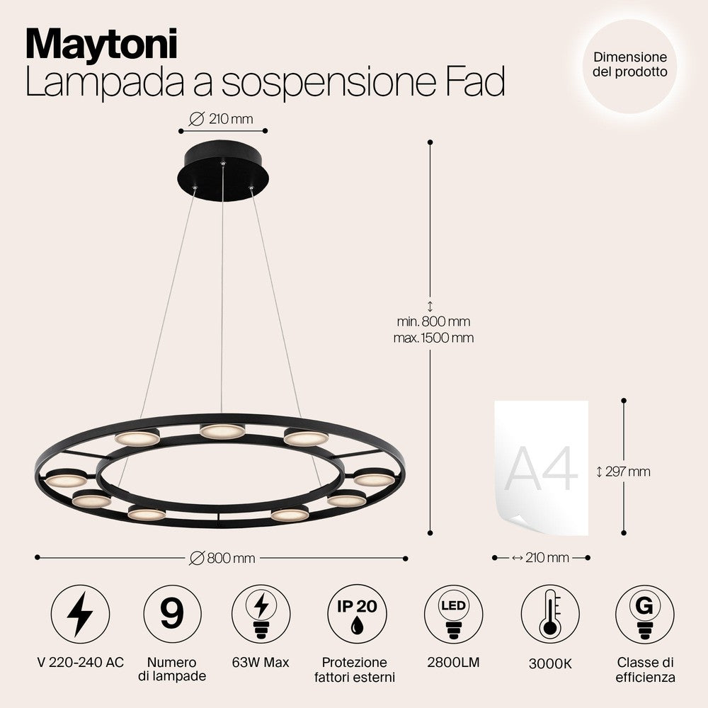 Fad Pendant Lamp In Black - Ring-Maytoni-South Charlotte Fine Lighting