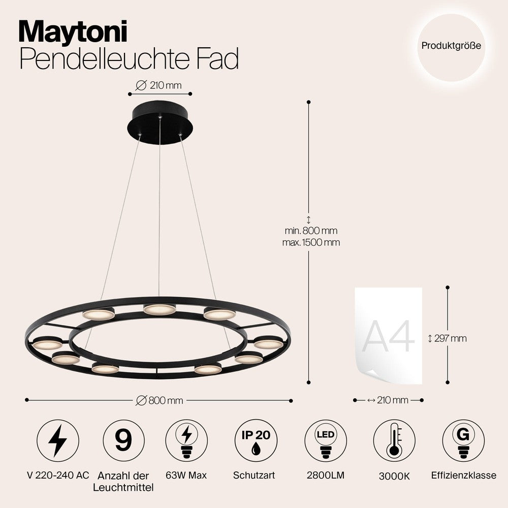 Fad Pendant Lamp In Black - Ring-Maytoni-South Charlotte Fine Lighting