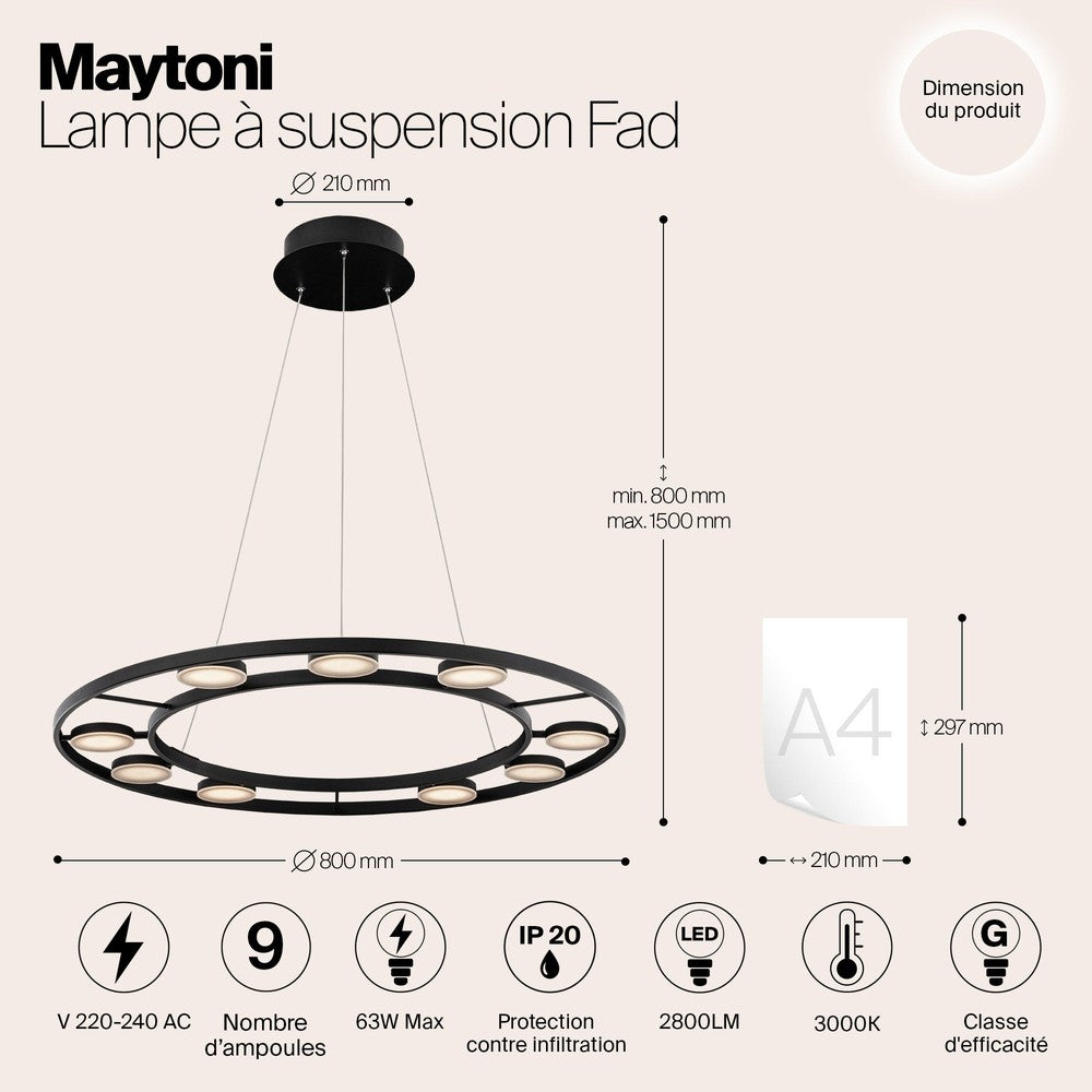 Fad Pendant Lamp In Black - Ring-Maytoni-South Charlotte Fine Lighting