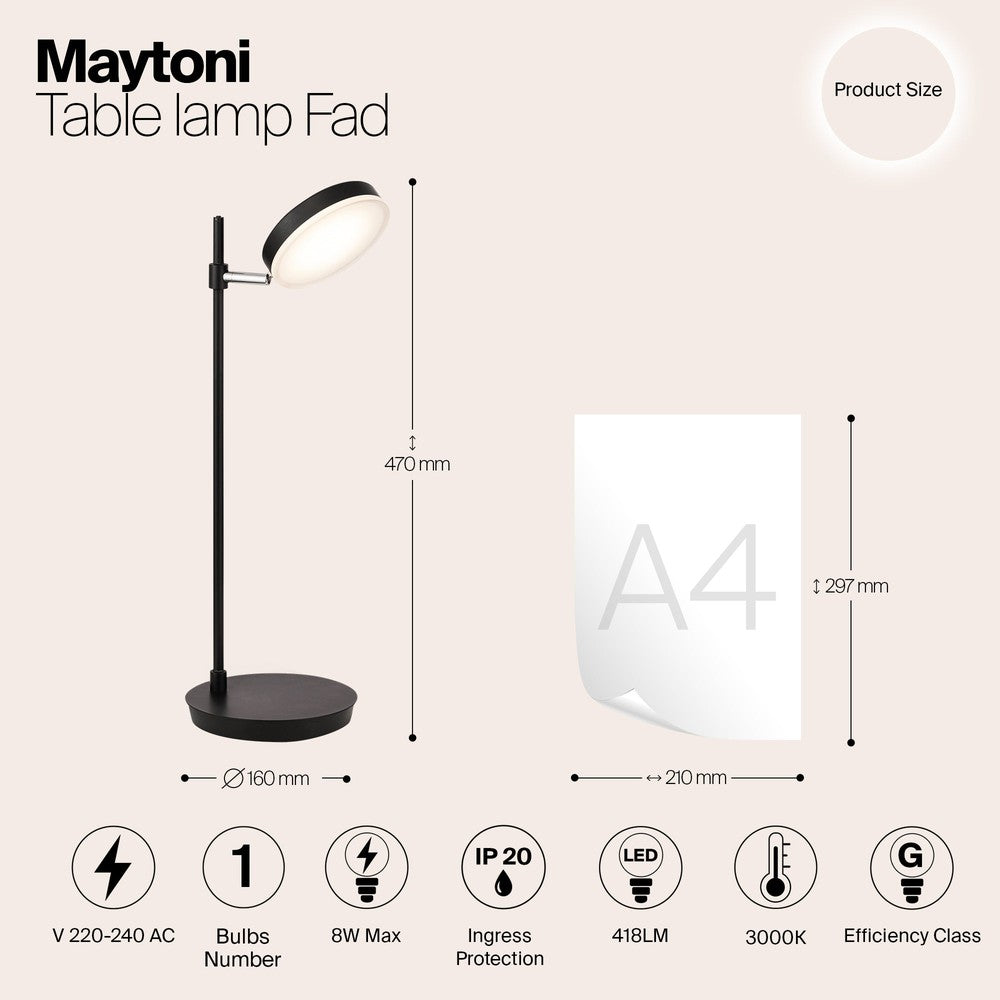 Fad Table Lamp In Black-Maytoni-South Charlotte Fine Lighting