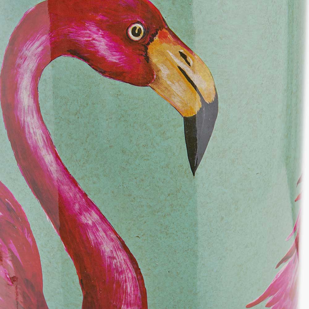 Flamingo table lamp features a hand-painted image
