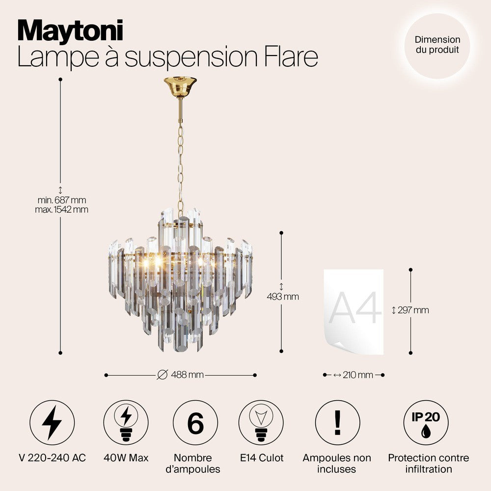 Flare Chandelier With Gold Styling - Medium-Maytoni-South Charlotte Fine Lighting