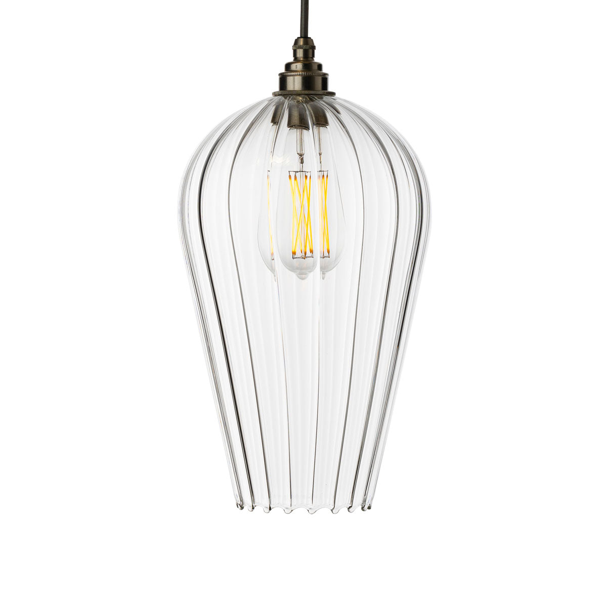Fluted glass pendant light sold by South Charlotte Fine Lighting