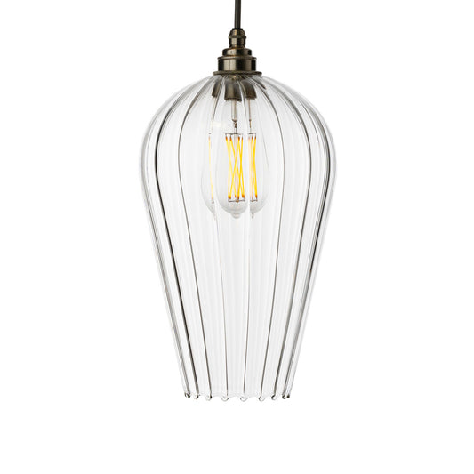 Fluted glass pendant light sold by South Charlotte Fine Lighting