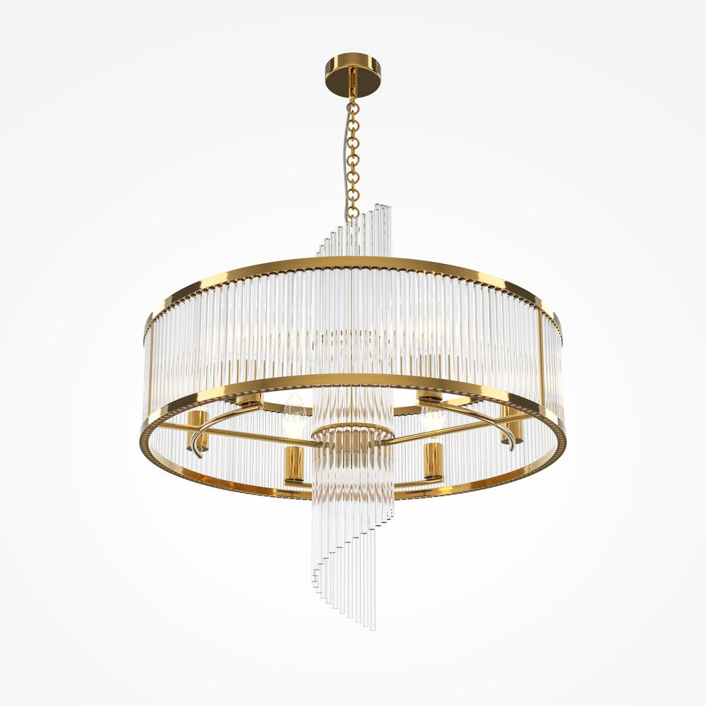 Frame Chandelier With Gold Styling And Glass Spiral-Maytoni-South Charlotte Fine Lighting