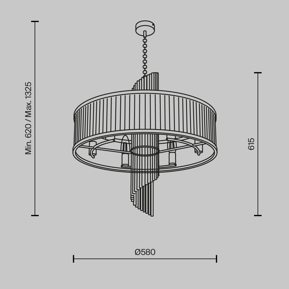 Frame Chandelier With Gold Styling And Glass Spiral-Maytoni-South Charlotte Fine Lighting