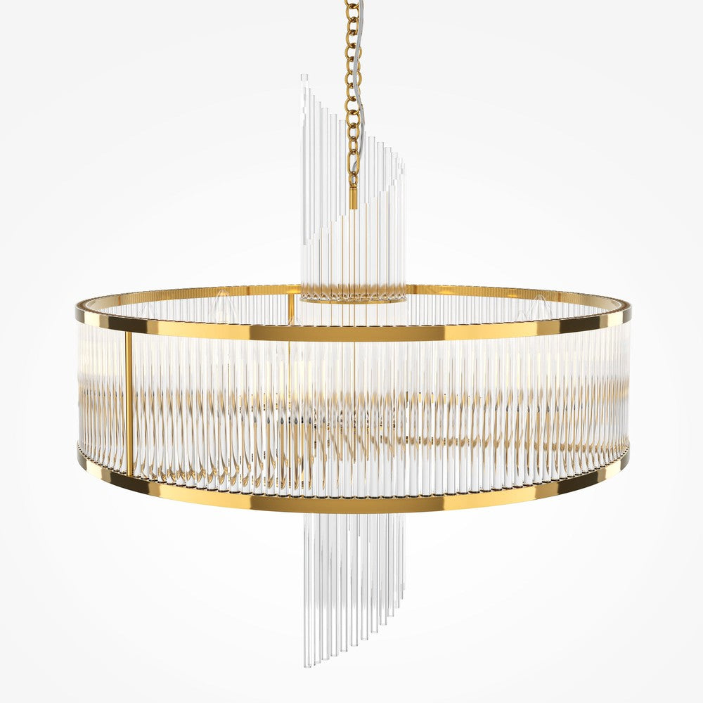 Frame Chandelier With Gold Styling And Glass Spiral-Maytoni-South Charlotte Fine Lighting