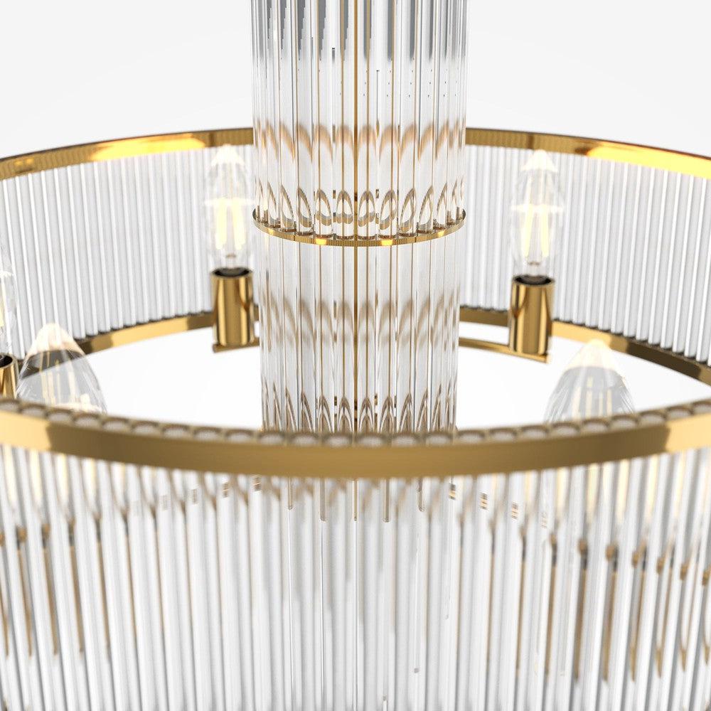 Frame Chandelier With Gold Styling And Glass Spiral-Maytoni-South Charlotte Fine Lighting