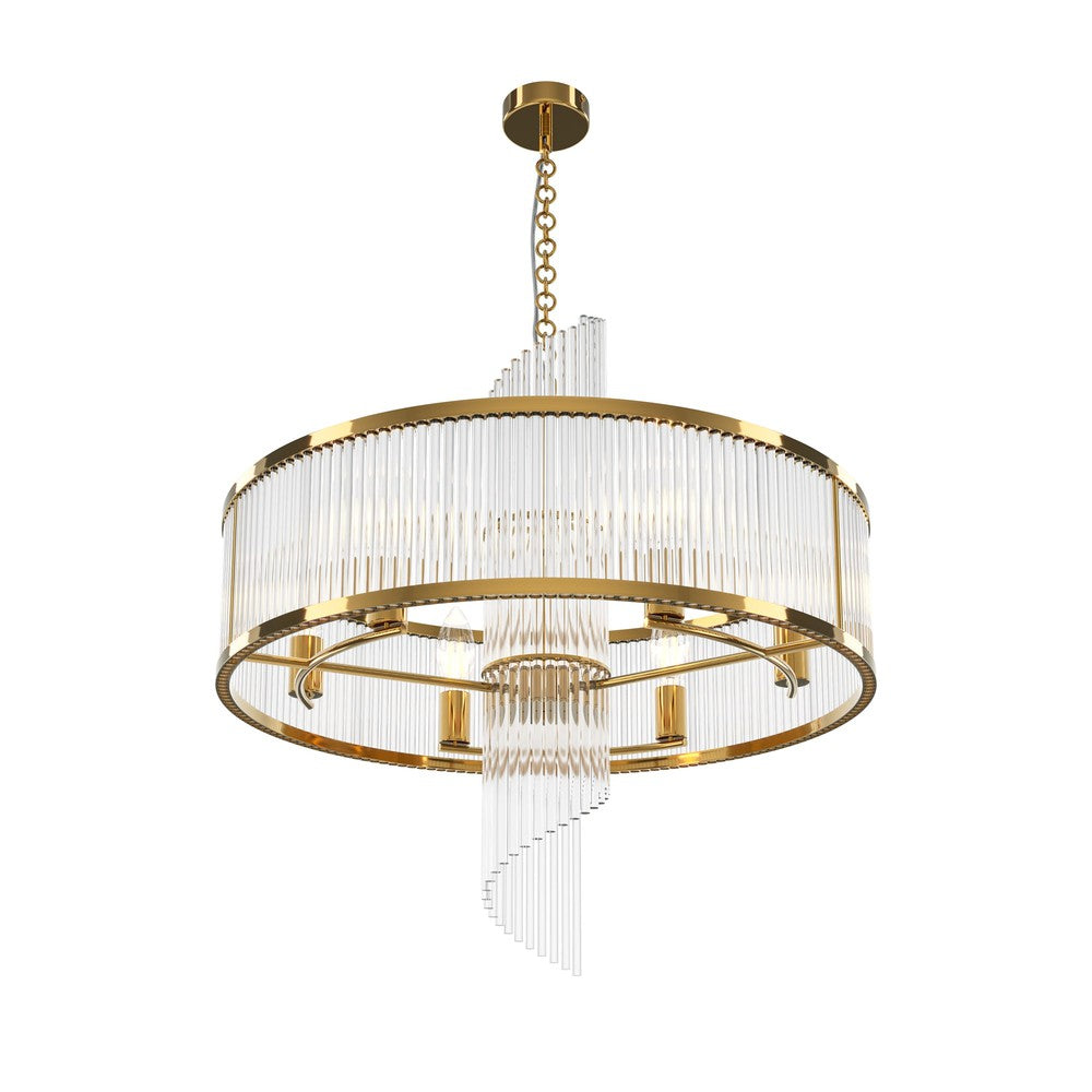 Frame Chandelier With Gold Styling And Glass Spiral-Maytoni-South Charlotte Fine Lighting